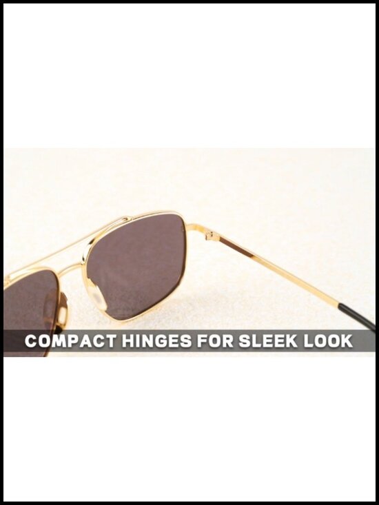 Tangle Free Aviator Polarized Sunglasses UV400 Protection Double Bridge Gold